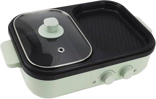 仕切り付き1300W電気炊飯器、多機能ノンスティック両面電気しゃぶしゃぶ鍋、ホームパーティー家族の集まりに便利なデザイン仕切り鍋