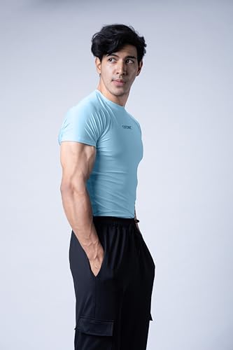 Image of COITONIC Men's Half Sleeve Compression T-Shirt - Athletic Base Layer for Gym, Sports & Fitness Training