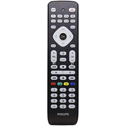Philips SRP2018/10   Mando a Distancia Universal para TV, Mando 8 en 1, Botón Inteligente, Códigos IR de hasta 8000 Códigos, Configuración Sencilla, Color Negro