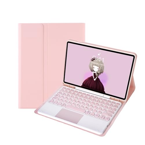 Teclado desmontable con panel táctil para escribir rápido en iPad Pro 12.9 con funda rosa