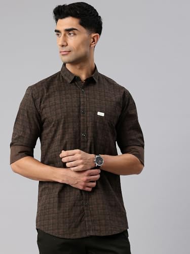 Image of Majestic Man Cotton Checkered Slim Fit Casual Shirt For Men