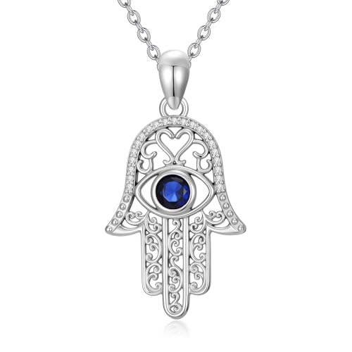 ZBA Diamond Hamsa Hand Evil Eye Necklace