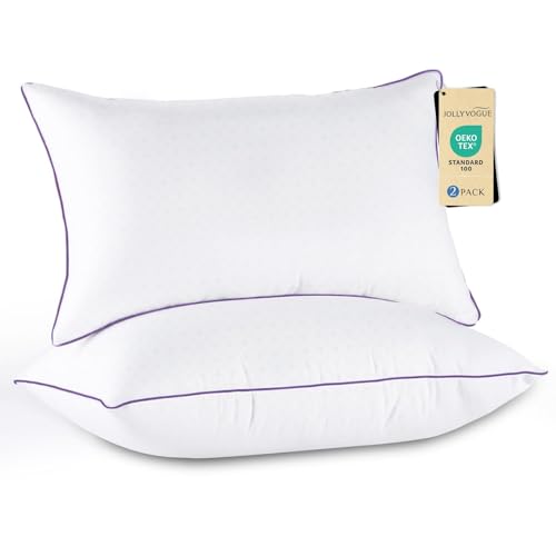 JOLLYVOGUE Pillows King Size Set of 2, Washable Supportive Bed Pillows with Super Soft Down Alternative Fill, Luxury Fluffy Hotel Quality for Side, Back, and Stomach Sleepers
