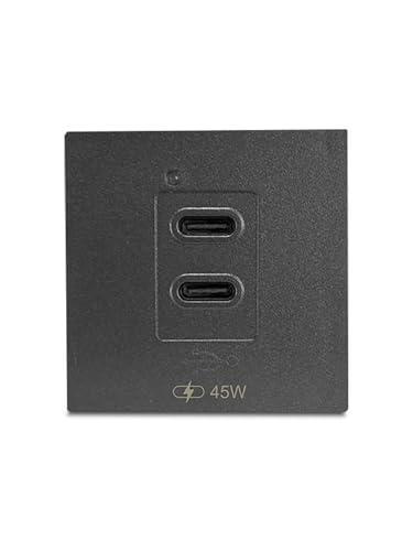 Image of MX 45W GaN USB C Charger Module Dual Port PD Wall Outlet Insert 45x45mm Modular Socket Plate, Type C Fast Charging 90-270V AC Input for iPhone 16 /15, Samsung Galaxy, iPad, Tablet, Laptop
