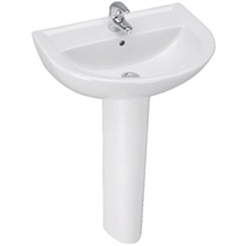 Lavabo ULYSSE 2 60x47cm en grès avec trop-plein, blanc Réf P125601