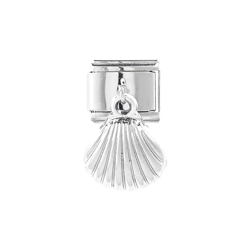 Pulsera de acero inoxidable de 9mm con abalorio de concha marina compatible con Nomination