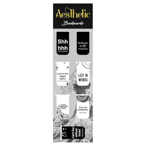 Zesta Set of 7 Magnetic Bookmarks for Reading, Cute Page Markers for Books, Book Lover Gifts, Reading Accessories for Women, Teacher Gifts, Planner Journal Clips (Aesthetic, Medium)