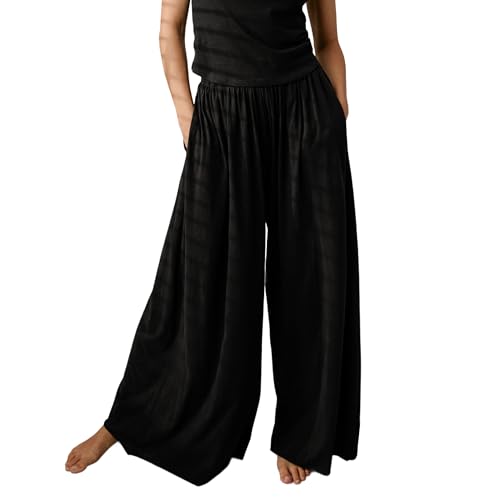Lunya Wide Leg Cotton Pants for Women – High Waisted Lounge Pants
