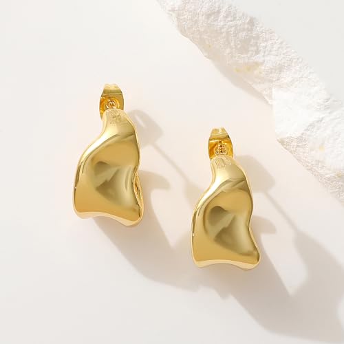 Image of SHERLOVE Chunky Knot Gold Earrings Women Statement Drop Dangle Earrings | 14K Gold Plated Hypoallergenic Lightweight,Trendy Dainty Elegant Cute,Women Gold Jewelry Fashion Accessories Gifts