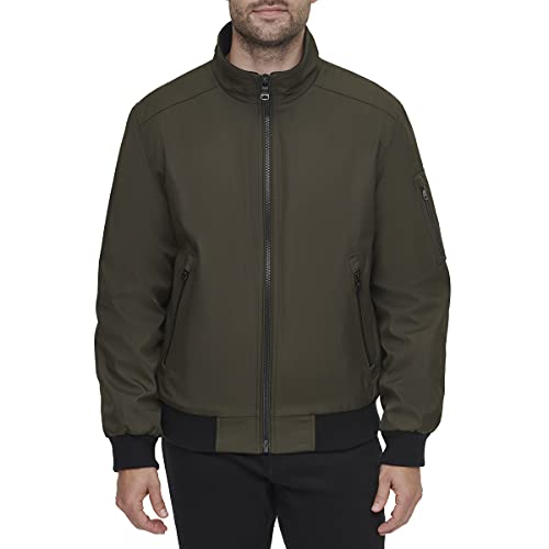 Calvin Klein Men's Water and Wind Resistant Rip Stop Bomber Jacket (Standard and Big & Tall), Olive, Small