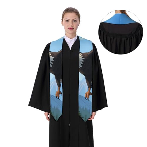 Cartoon Eagle Print Flat Ribbon Shawl - Satin Shawl for Graduation Ceremony Gift for Son Daughters Friends Sisters4