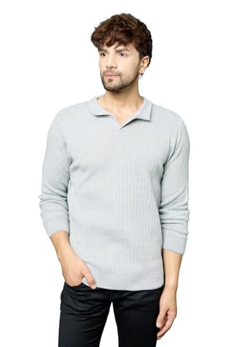 Image of Kvetoo Full Sleeve Winter Wear Woolen Collar Polo Sweater for Men