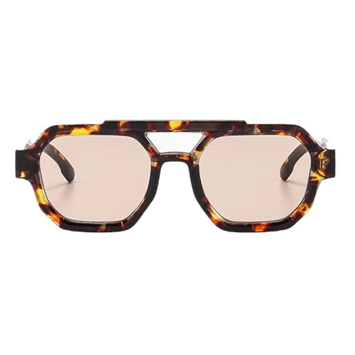 YAMEIZE Retro Pilot Sunglasses for Women Men Trendy Vintage Double Bridge Hexagonal 70s Sunglasses UV4002