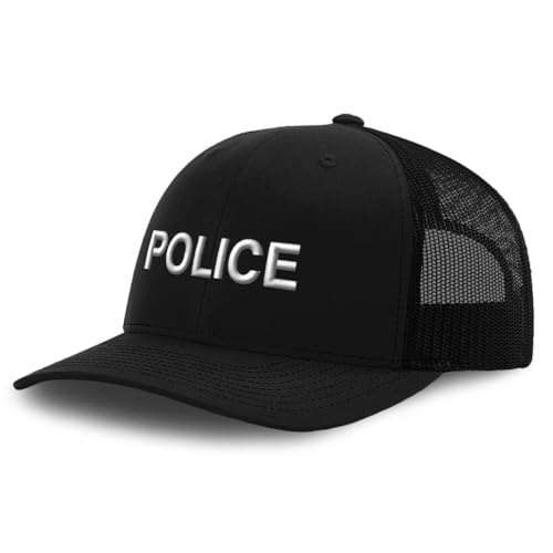Trucker Hat Baseball Cap Police Block Style Police Officer Cotton Dad Hats for Men & Women Black