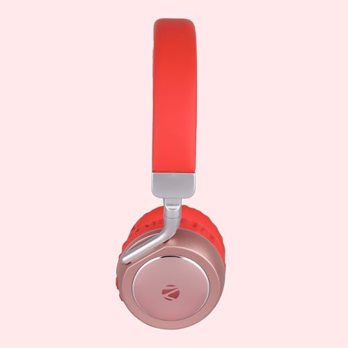 ZEBRONICS DUKE 2 Wireless Headphone, Supports Bluetooth, Dual Pairing, Deep Bass, up to 60h Battery Backup, AUX, Environmental Noise Cancellation, Gaming Mode, Now with Type C Charging (Red )