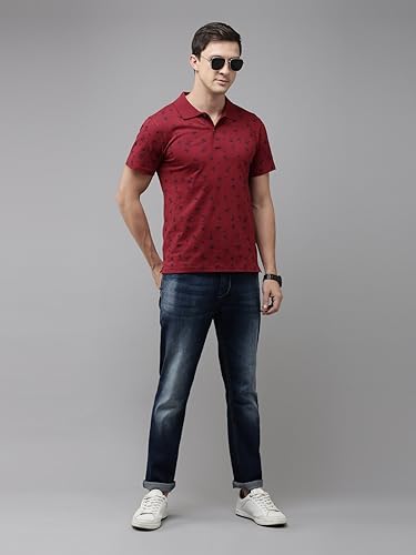 Image of KRYPTIC Mens Pure Cotton Printed Half Sleeve Polo Tshirt (Maroon 9 ; 2XL)