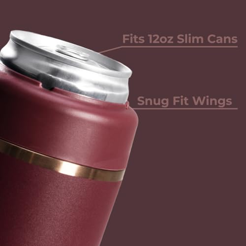 Image of HydroJug Slim Can Cooler 12 oz, Stainless Steel Can Holder, Merlot