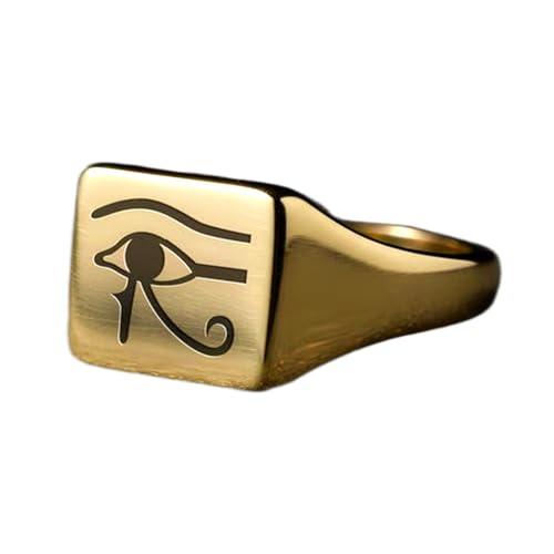 Bague œil d'Horus anti-allergie en argent sterling plaqué or durable