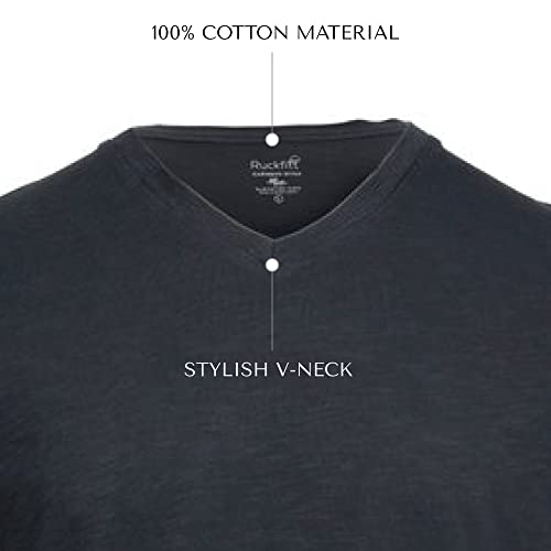 Ruckfitt Premium Garment Dyed Slub Cotton V-Neck T-Shirt For Men - 2-Pack #TOP2