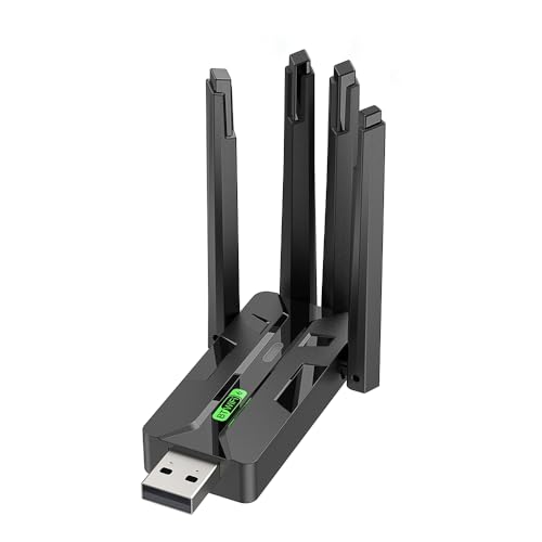 AX900 + Bluetooth 5.4 USB Bluetooth WiFi Adapter,Dual Band 5GHz/2GHz,4 * 5dBi High-Gain Antennas,USB WiFi Adapter for PC Desktop Laptop,Compatible with Windows 11/10/8.1, Plug & Play