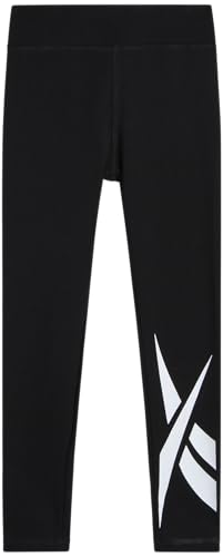 Reebok Girls Leggings - Athletic Performance Cotton Leggings - Stretchy Yoga Pants for Girls Dance Tights (Sizes: 7-12), Size 10, Black