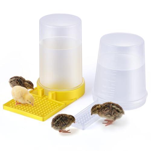 Feekoon 2Pack 400ml Quail Water Feeder Anti Drowning Design Ideal for Button Quail Quails Baby Chicks Ducks and Baby Birds Safe and Durable Waterer Easy to Install and Clean