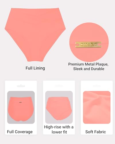 Image of Women V Cut Full Coverage Bikini Bottom - High Waist Swim Bathing Suit Bottoms Cross V Front Swimsuit