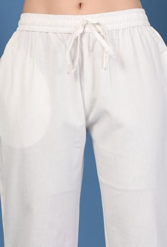 Image of Pistaa's Women's Pure Cotton Regular Hem Design Solid Palazzos