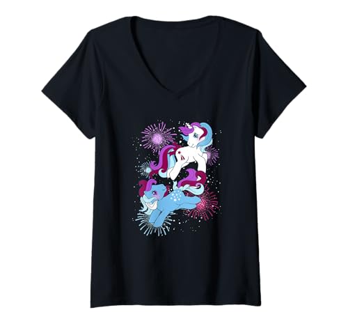 T-shirt femme My Little Pony vintage col V idéal pour les soirées d'été