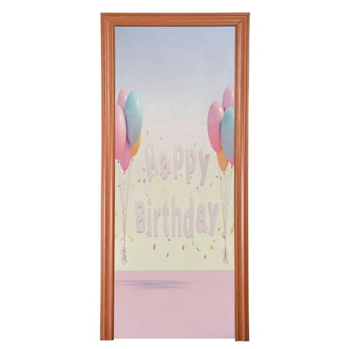 FLildon Birthday Balloons Pink Blue Door Cover Decoration, Party Accessory Porch Decor for Festive Ornament Room Door Covers 32 x 79 Inch