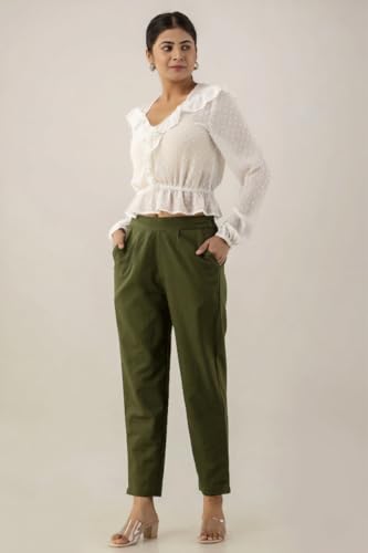 Image of Regular Fit Cotton Woman Trousers Pants Kurti Pant Casual Daily Formal Office Use