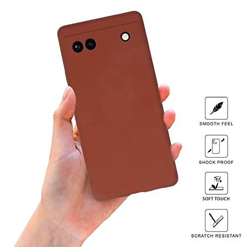Image of SPRIG Compatible with Google Pixel 6A Premium SilkTone (Liquid Silicone) Premium Back Cover Drop Tested Shock Proof Mobile Case for Men, Women, Boys and Girls with Camera Protection (Dark Brown)