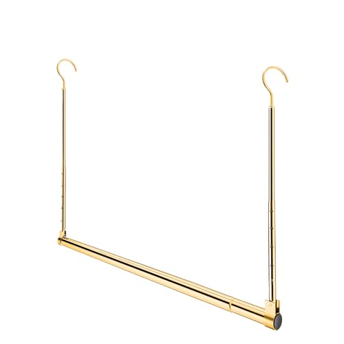 Image of Adjustable Hanging Closet Rod, Extender Hanging Rod, Closet Hanging Organizer, Heavy Duty Closet Bar, Hanging Rod (Gold, 1 Pack)