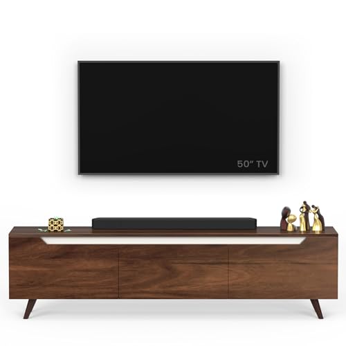 BLUEWUD Blesky Engineering Wood Floor Standing TV Entertainment Unit Set Top Box Stand/TV Cabinet Panel with Shelves for Books & Décor Display Unit, Ideal for 75” (Brown Maple) 4 31v3nHFYQ5L
