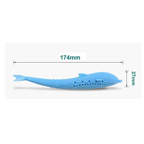 Baugger - Catnip Brinquedos Peixe Forma de Escova de Dentes com Catnip Silicone Molar Vara Dentes Li
