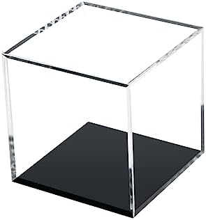 Clear Acrylic Boxes for Collectibles Display, Removable Countertop Storage Box Cube Organizer Stand Riser, Dustproof Protection Showcase for Crystals Minerals Slab Fossil Coral, 3x3x3Inch