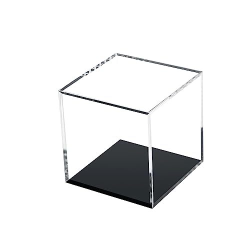 Kcgani Clear Acrylic Boxes for Collectibles Display, Removable Countertop Storage Box Cube Organizer Stand Riser, Dustproof Protection Showcase for Crystals Minerals Slab Fossil Coral, 3x3x3Inch