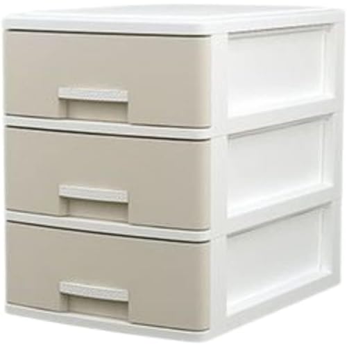 Xozilo 引き出し式 卓上 小物収納ボックス プラスチック レターケース 三段 カーキ 文房具・化粧品・事務用品整理 デスク周り 整理整頓 オフィス 在宅勤務 省スペース 家庭用