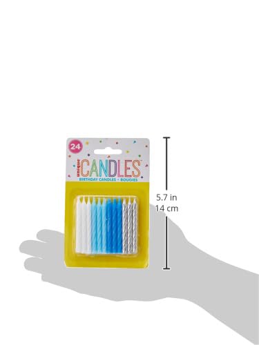 Vibrant Blue, White & Silver Spiral Birthday Candles - (Pack of 24) - Premium Quality & Dazzling Assorted Color - Ideal for Birthday Celebrations