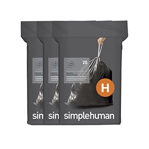 Image of simplehuman Code H 60 Count, Genuine Odorsorb Custom Fit Liners, Drawstring Odor Absorbing Trash Bags in Dispenser Packs, 30-35 Liter / 8-9 Gallon