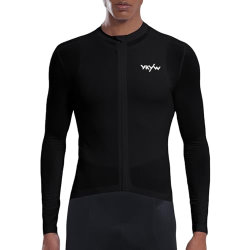 Image of YKYWBIKE Cycling Jersey Men Aero Race Fit, Road Bike Jersey Short Sleeved Moisture Wicking, Breathable,Zip Pocket,UPF50+