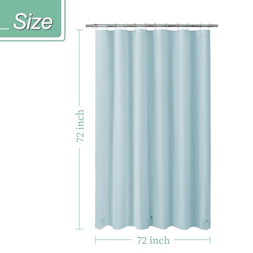 Image of Mrs Awesome Light Blue Shower Curtain Liner with 3 Magnets, 72x72 Premium Flexible Sturdy Plastic Shower Curtain for Bathroom Lightweight & Waterproof, Light Blue