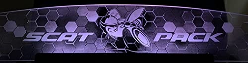 Windrestrictor Glow Plate Accessory for Dodge Charger (2006-Present), Scat Pack Hive Graphic Licensed Logo, Multi-Color LED w Dimmer Remote, Bundle Price