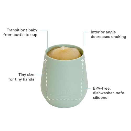 Image of ezpz Tiny Cup - 100% Silicone Drinking Training Open Cup for Baby /Infants - Designed by a Pediatric Feeding Specialist - Soft Non-Slip Grip - Weighted Base & Tactile Bumps - 59 ml, 4 Months+ (Sage)
