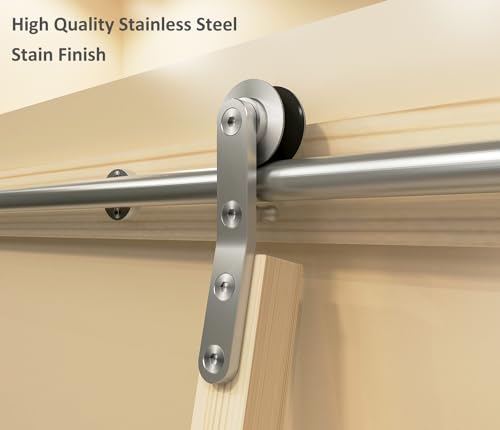 DIYHD 10FT Sliding Library Ladder Hardware,Bookcase Rolling Ladder Kit,Bottom Wheel with Brake,Stainless Steel,MAX Load Capacity 300lbs