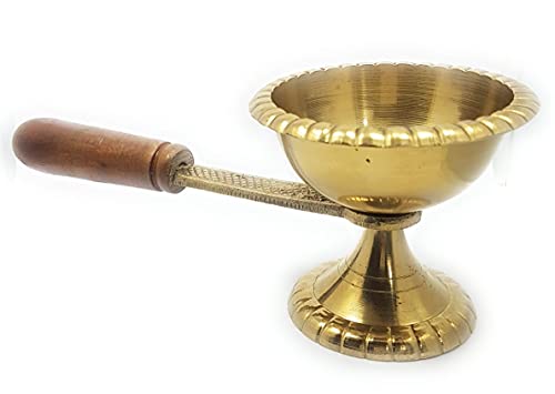 Dhoop Dani Messing Metall Dia Akhand Dia Pooja Puja Arti Saman Holzgriff Laxmi Poojan Spirituelle Zwecke Diwali Statue Skulptur Aarti Arti Geschenk Gesundheit Reichtum Wohlstand und Glück Cover