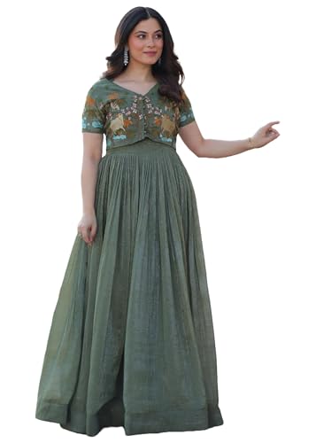 Robe de travail indienne brodée d'argent, l'excellence des finitions artisanales 15098