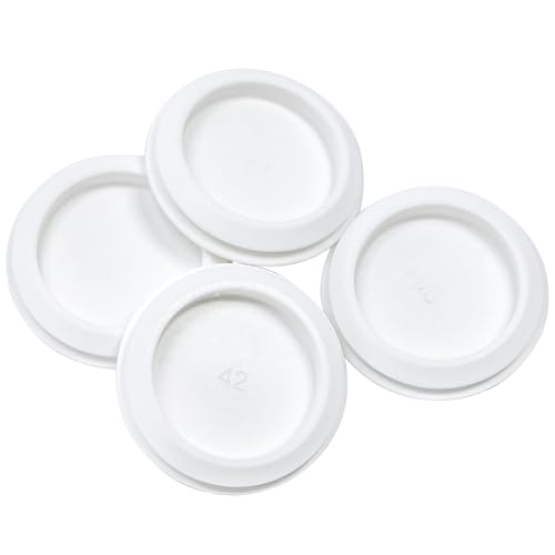 Image of 4 Pcs 42 mm Silicone Rubber Plugs Snap in Locking Hole Plugs for 42 mm (1-5 /8 inch) Round Holes, Flush Type Rubber Stoppers, Flexible Tube Pipe End Caps Covers, Waterproof Sealing Plugs, White