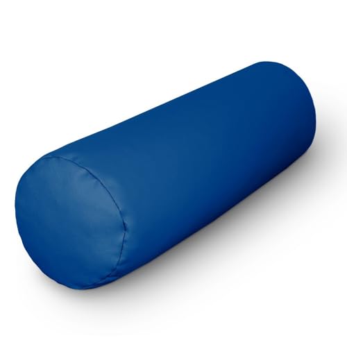 HAPPERS Cojín Cilíndrico de 50x15 en Polipiel Azul. Rollo Cervical para aliviar Dolor postural o Dormir