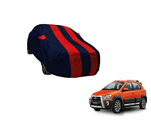 Image of Auto Hub Car Cover Compatible with Etios Cross with Weather Proof, Mirror Pocket, Triple Stitched, Etios Cross Car Cover- Navy-Red